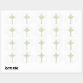 Groene Keltische Kruis Ronde Sticker (Vel)