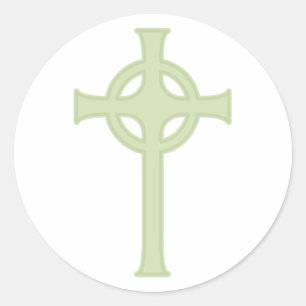 Groene Keltische Kruis Ronde Sticker