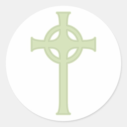 Groene Keltische Kruis Ronde Sticker (Voorkant)