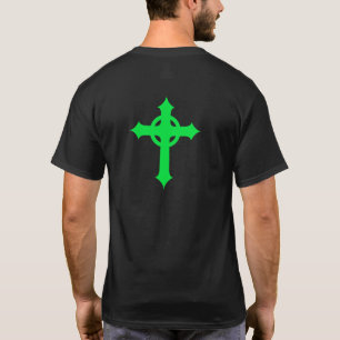 Groene Keltische Kruis Rugontwerp Ierse Erfenis T-shirt