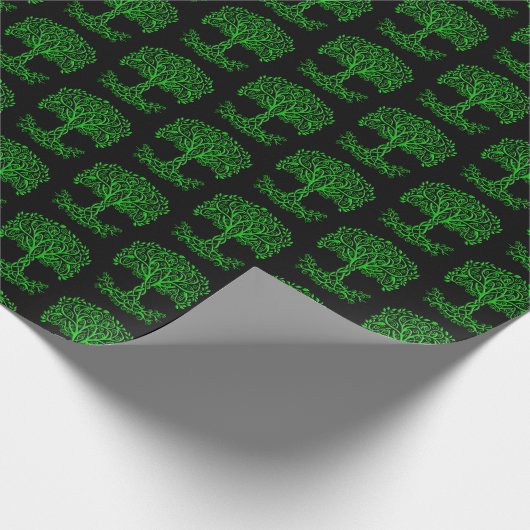 Groene Keltische levensboom Cadeaupapier (Hoek)