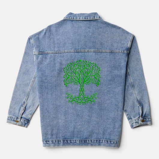 Groene Keltische levensboom Denim Jacket (Achterkant)