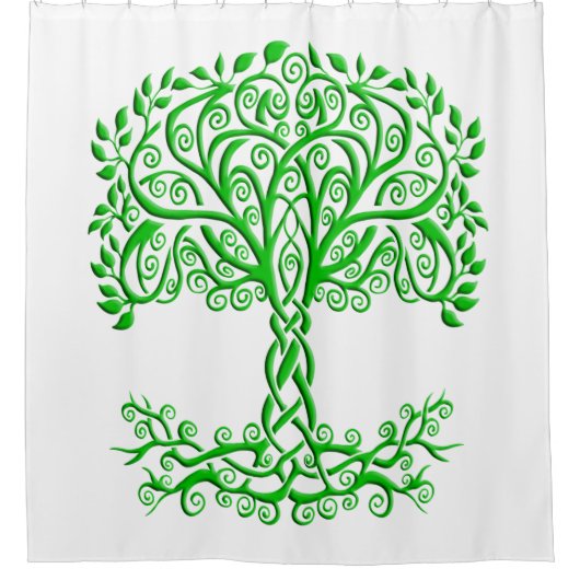 Groene Keltische levensboom Douchegordijn (Voorkant)