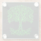 Groene Keltische levensboom Glazen Onderzetter (Achterkant)