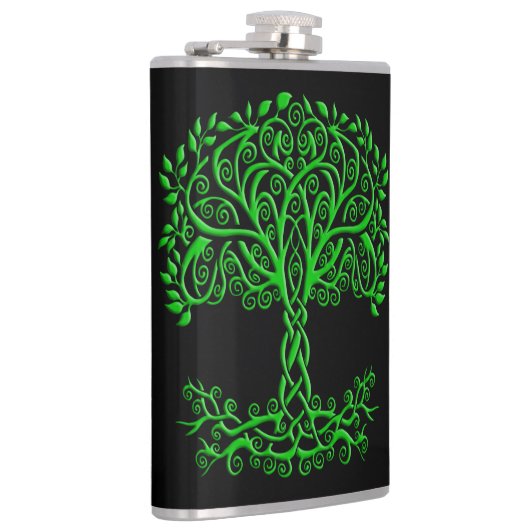 Groene Keltische levensboom Heupfles (Rechts)