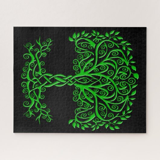 Groene Keltische levensboom Legpuzzel (Horizontaal)