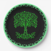 Groene Keltische levensboom Papieren Bordje (Voorkant)