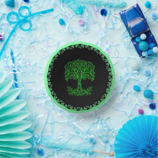 Groene Keltische levensboom Papieren Kommen (Feest)