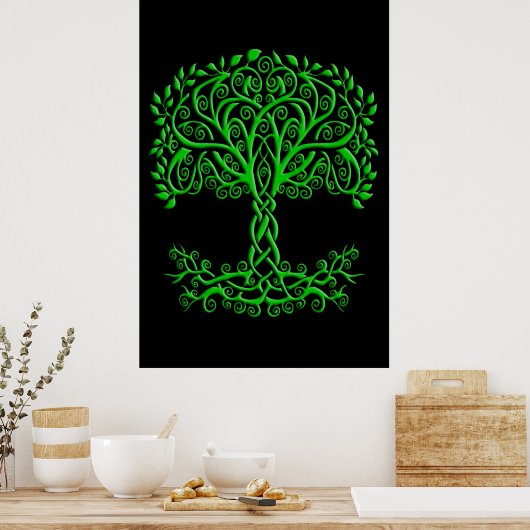 Groene Keltische levensboom Poster (Keuken)
