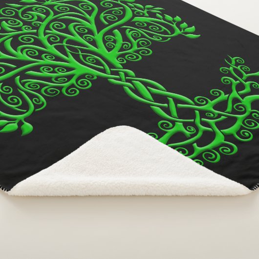 Groene Keltische levensboom Sherpa Deken (3/4)