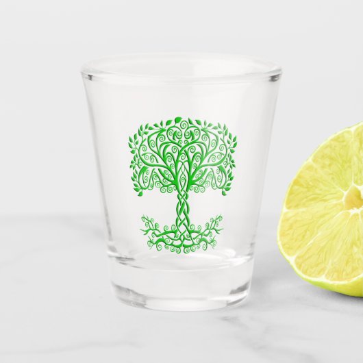 Groene Keltische levensboom Shot Glas (Voorkant)