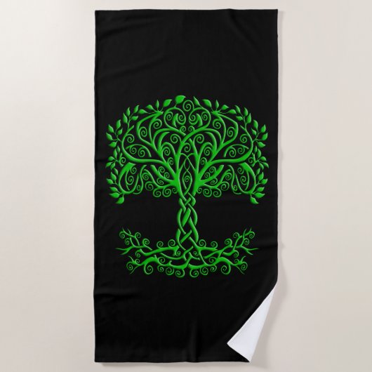 Groene Keltische levensboom Strandlaken (Voorkant)