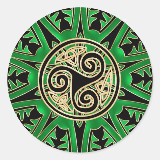 Groene Keltische Triskele Mandala Sticker (Voorkant)