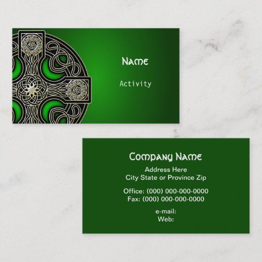 Groene Keltische Visitekaartje (Voorkant / Achterkant)