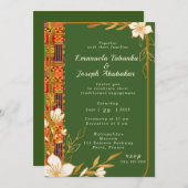 Groene Kente bruiloft uitnodiging, Afrocentrisch U Kaart (Voorkant / Achterkant)