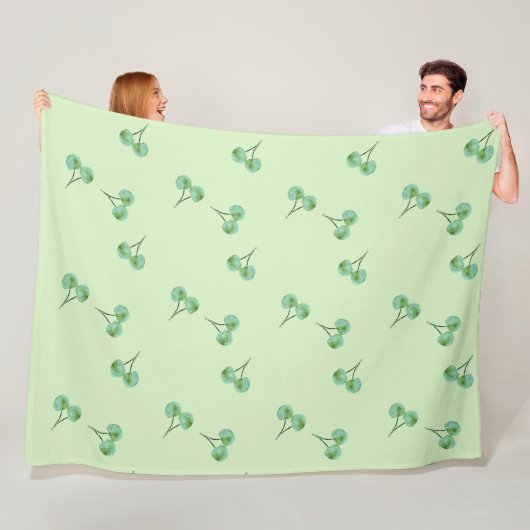 Groene Kers Fleece Deken (In situ)
