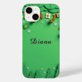 Groene Kerst Achtergrond met Sneeuwvlokken Case-Mate iPhone Case (Achterkant)