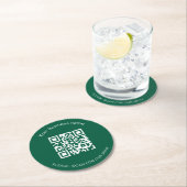 Groene Kerst bar restaurant menu QR code Ronde Kartonnen Onderzetter (Insitu)