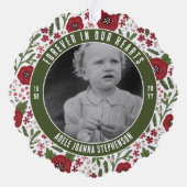 Groene Kerst Bloemen voor altijd in ons hart Foto Ornament Kaart (Achterkant)