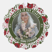 Groene Kerst Bloemen voor altijd in ons hart Foto Ornament Kaart (Voorkant)