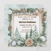 Groene kerst botanische Lijst heldere achtergrond Kaart (Voorkant / Achterkant)