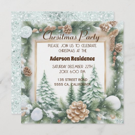 Groene kerst botanische Lijst heldere achtergrond Kaart (Voorkant / Achterkant)