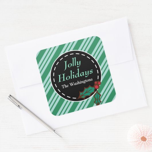 Groene Kerst Candy Cadeautag Stickers (Envelop)