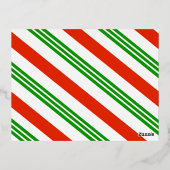 Groene Kerst Candy Cane Streep Goud Folie Feestdagen Briefkaart (Achterkant)