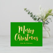 Groene Kerst Candy Cane Streep Goud Folie Feestdagen Briefkaart (Staand Voorkant)