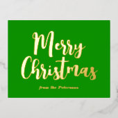 Groene Kerst Candy Cane Streep Goud Folie Feestdagen Briefkaart (Voorkant)