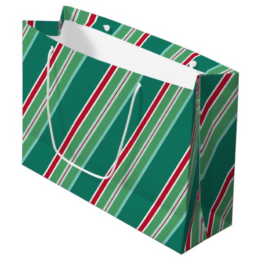 Groene Kerst Candy Strepen Grote Cadeautas (Voorkant Gekanteld)