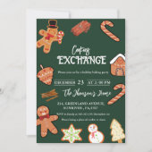 Groene Kerst Cookies Exchange Party uitnodiging (Voorkant)