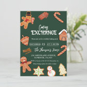 Groene Kerst Cookies Exchange Party uitnodiging (Staand voorkant)