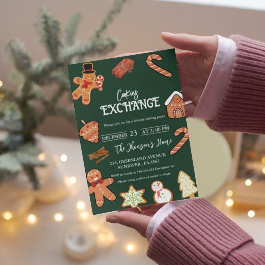Groene Kerst Cookies Exchange Party uitnodiging