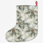 Groene Kerst Dennenappels Grote Kerstsok (Achterkant)