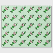 Groene Kerst Elf Elfen Inpakpapier (Vlak)