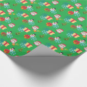 groene kerst emoji cadeaupapier (Hoek)