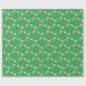 groene kerst emoji cadeaupapier (Vlak)