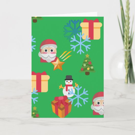 groene kerst emoji feestdagen kaart (Voorkant)