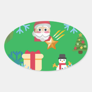 groene kerst emoji ovale sticker