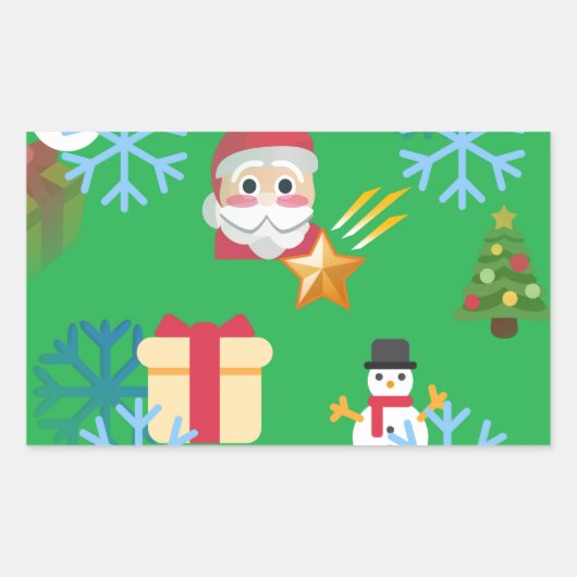 groene kerst emoji rechthoekige sticker (Voorkant)