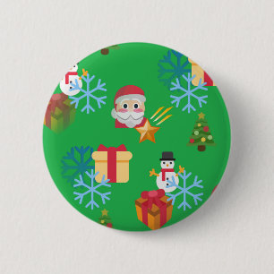 groene kerst emoji ronde button 5,7 cm