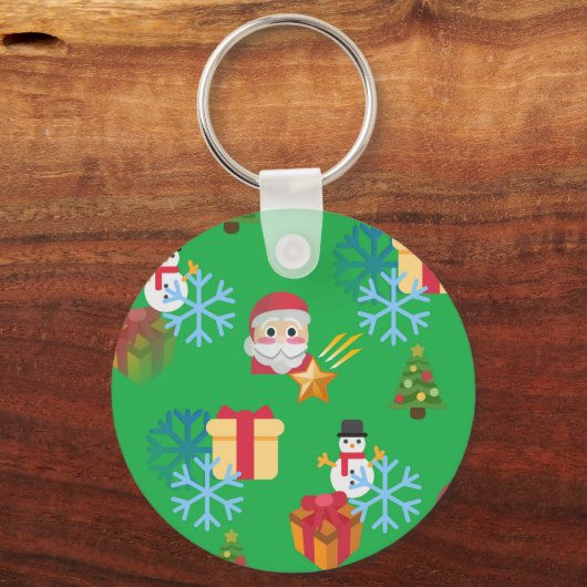 groene kerst emoji sleutelhanger (Voorkant)