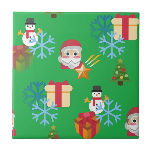 groene kerst emoji tegeltje (Voorkant)