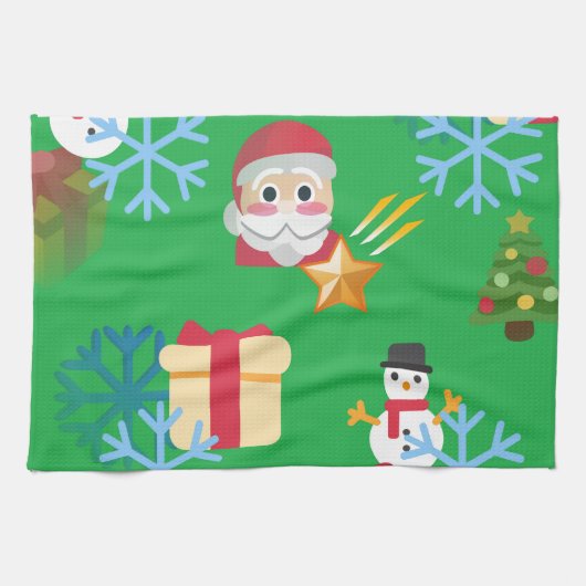 groene kerst emoji theedoek (Horizontaal)
