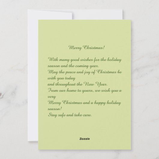 Groene  kerst en Poinsettia Feestdagenkaart (Achterkant)