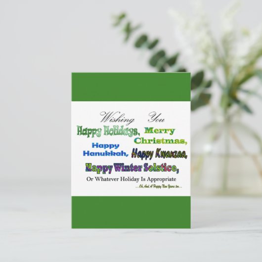 Groene kerst- en vakantiewensen feestdagenkaart (Staand voorkant)