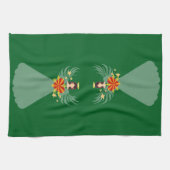 Groene Kerst Engel Hart Sterren Vleugels Halo Theedoek (Horizontaal)