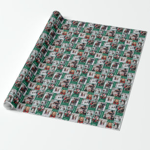 Groene Kerst Foto Collage Inpakpapier