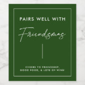 Groene kerst Friendsmas-feestattributen Wijn Etiket (Enkel label)